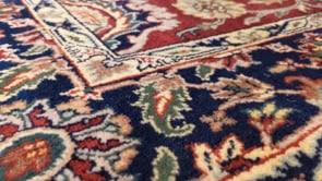 Oriental Rug Indian Handmade Area Transitional 4'0"x5'11" (4x6) Red Blue Floral Design #34369