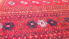 Persian Rug Turkmen Handmade Area Tribal 4'3"x5'11" (4x6) Red Bokhara Design #34540