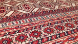 Persian Rug Turkmen Handmade Area Tribal 3'8"x6'2" (4x6) Whites/Beige Red Bokhara Design #34542