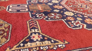 Oriental Rug Afghan Handmade Area Traditional 4'2"x6'2" (4x6) Red Geometric Design #35062