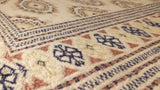 Oriental Rug Pakistani Handmade Area Tribal 4'1"x6'11" (4x7) Whites/Beige Yellow/Gold Bokhara Design #35512