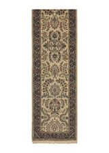 14672 Oriental Rug Pakistani Handmade Runner Traditional 2'8'' x 10'7'' -3x11- Whites Beige Blue Floral Design