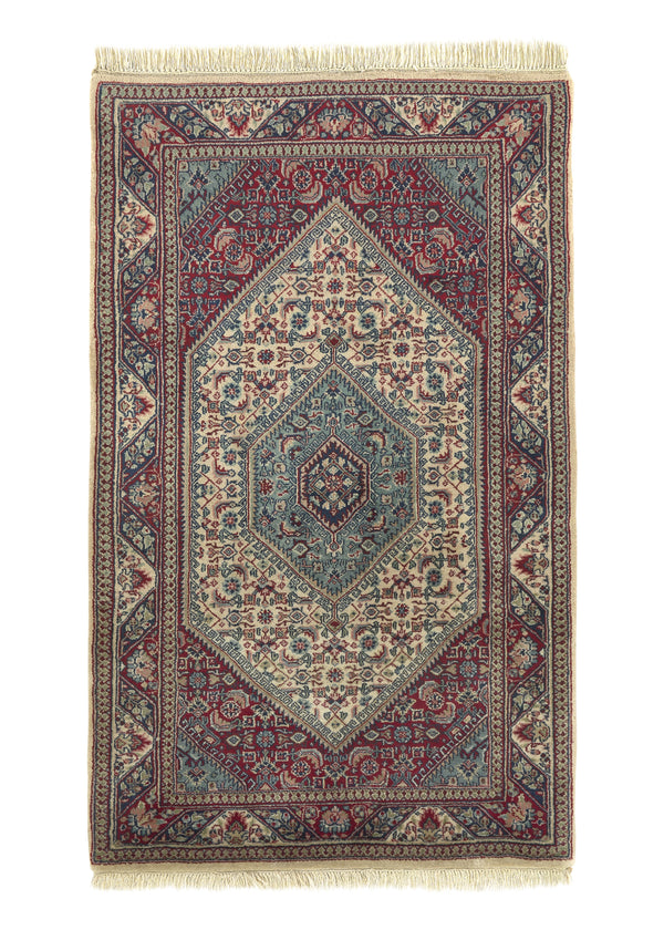 14769 Oriental Rug Indian Handmade Area Traditional 2'11'' x 4'10'' -3x5- Whites Beige Red Herati Design