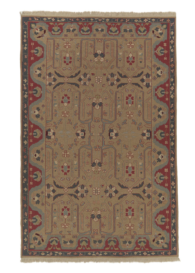 14962 Oriental Rug Chinese Handmade Area Traditional 6'1'' x 9'0'' -6x9- Brown Floral Design