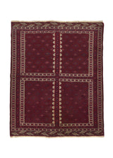 15196 Persian Rug Turkmen Handmade Area Tribal 4'5'' x 5'4'' -4x5- Red Tekke Design