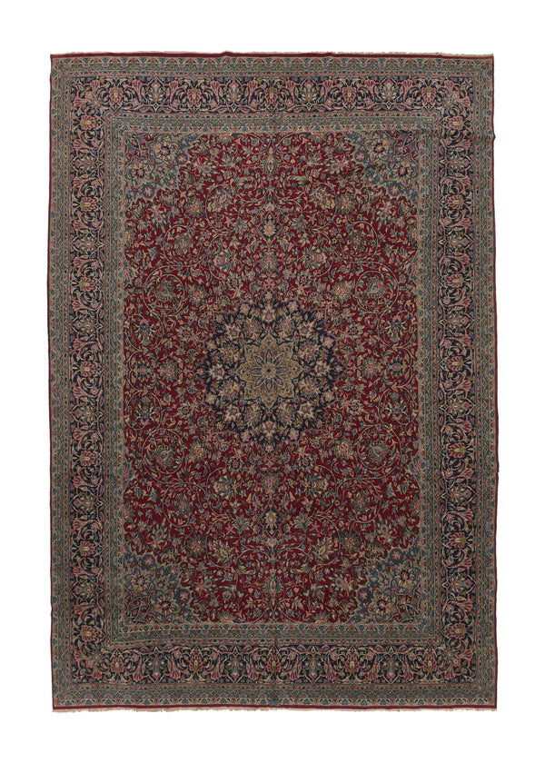 15278 Persian Rug Kerman Handmade Area Traditional 11'1'' x 16'7'' -11x17- Red Blue Floral Design