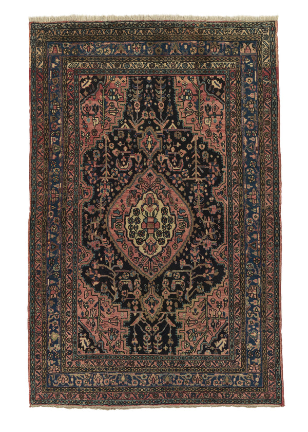 15410 Persian Rug Nahavand Handmade Area Tribal 4'5'' x 6'8'' -4x7- Pink Blue Floral Design