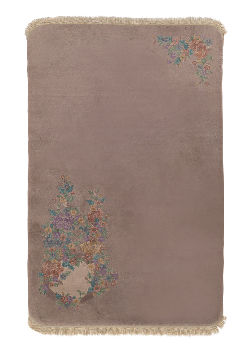 15884 Oriental Rug Chinese Handmade Area Traditional 5'0'' x 7'9'' -5x8- Purple Floral Carved Nichols Design