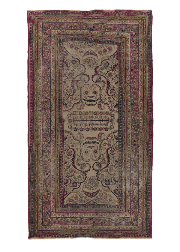 16189 Persian Rug Kerman Handmade Area Antique Traditional 4'10'' x 8'8'' -5x9- Whites Beige Pink Floral Design
