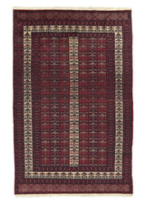 16254 Oriental Rug Pakistani Handmade Area Tribal 4'1'' x 6'4'' -4x6- Red Whites Beige Bokhara Design