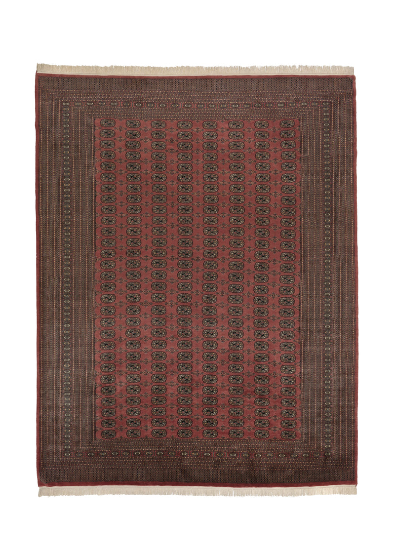 16447 Oriental Rug Pakistani Handmade Area Tribal 9'3'' x 12'1'' -9x12- Pink Bokhara Elephant Foot Design