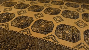 Oriental Rug Afghan Handmade Area Tribal 8'3"x10'7" (8x11) Yellow/Gold Black Geometric Ersari Elephant Foot Design #10739