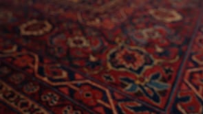 Persian Rug Sarouk Handmade Area Antique Traditional 8'10"x11'10" (9x12) Blue Red Floral Mostofi Design #16869