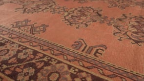 Oriental Rug Turkish Handmade Area Tribal Vintage 9'4"x11'2" (9x11) Pink Geometric Design #24709