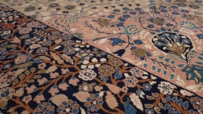 Persian Rug Kashan Handmade Area Traditional 8'2"x11'2" (8x11) Whites/Beige Blue Floral Design #25873