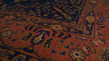 Oriental Rug Turkish Handmade Area Antique Traditional 7'10"x12'0" (8x12) Blue Red Floral Design #27199
