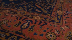 Oriental Rug Turkish Handmade Area Antique Traditional 7'10"x12'0" (8x12) Blue Red Floral Design #27199