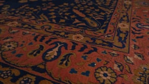 Oriental Rug Turkish Handmade Area Antique Traditional 7'10"x12'0" (8x12) Blue Red Floral Design #27199