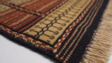Persian Rug Quchan Handmade Area Tribal Vintage 7'10"x12'0" (8x12) Brown Whites/Beige Kilim Geometric Design #28248