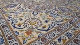 Persian Rug Kashan Handmade Area Traditional 8'2"x11'0" (8x11) Whites/Beige Blue Floral Design #28605
