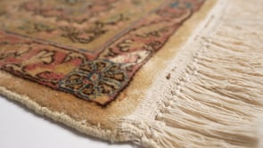 Persian Rug Kerman Handmade Area Traditional Vintage 9'0"x12'4" (9x12) Whites/Beige Pink Floral Design #31908
