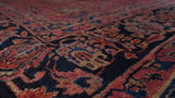 Persian Rug Sarouk Handmade Area Antique Traditional 9'0"x11'8" (9x12) Red Floral Vase Design #32272
