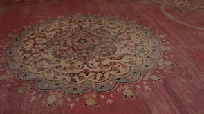 Oriental Rug Turkish Handmade Area Antique Traditional 9'5"x12'10" (9x13) Pink Whites/Beige Open Field Floral Design #32619