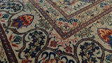 Persian Rug Kashan Handmade Area Traditional 8'10"x12'8" (9x13) Whites/Beige Green Floral Design #32774