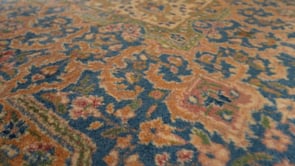 Persian Rug Kerman Handmade Area Traditional 8'10"x11'8" (9x12) Whites/Beige Blue Open Field Floral Design #33394
