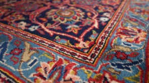 Persian Rug Kashan Handmade Area Traditional 8'2"x12'4" (8x12) Red Blue Toranj Mehrab Floral Design #33486