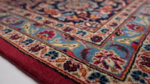 Persian Rug Kashan Handmade Area Traditional 8'8"x12'0" (9x12) Red Blue Toranj Mehrab Floral Design #34506