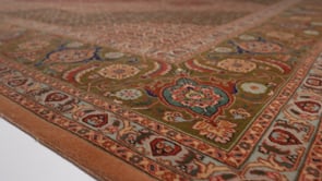 Persian Rug Tabriz Handmade Area Traditional 8'3"x11'7" (8x12) Green Whites/Beige Red Mahi Fish Design #34774