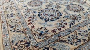 Persian Rug Nain Handmade Area Traditional 8'8"x11'10" (9x12) Whites/Beige Black Floral Design #35691