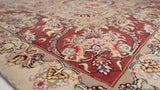 Persian Rug Tabriz Handmade Area Traditional 8'1"x11'4" (8x11) Whites/Beige Pink Floral Naghsh Design #35746