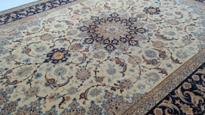 Persian Rug Isfahan Handmade Area Traditional 8'3"x11'5" (8x11) Whites/Beige Blue Floral Design #35833