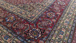 Persian Rug Tabriz Handmade Area Traditional 8'2"x10'10" (8x11) Red Whites/Beige Mahi Fish Design #36087