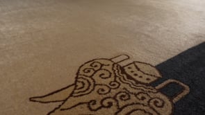 Oriental Rug Chinese Handmade Area Antique Traditional 9'1"x11'8" (9x12) Whites/Beige Black Peking Design #25789