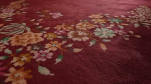 Oriental Rug Chinese Handmade Area Traditional 8'11"x11'5" (9x11) Pink Open Floral Nichols Design #26172