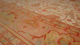 Oriental Rug Turkish Handmade Area Tribal Vintage 8'9"x12'0" (9x12) Whites/Beige Pink Oushak Floral Design #27822