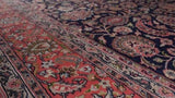 Oriental Rug Indian Handmade Area Traditional 9'0"x11'10" (9x12) Black Red Floral Design #30145