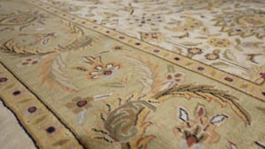 Oriental Rug Indian Handmade Area Transitional 8'9"x11'9" (9x12) Whites/Beige Green Jaipur Floral Design #34117