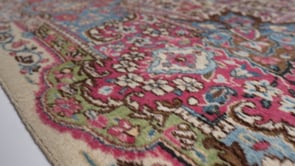 Persian Rug Kerman Handmade Area Traditional 8'10"x12'2" (9x12) Whites/Beige Blue Pink Open Field Floral Design #35072