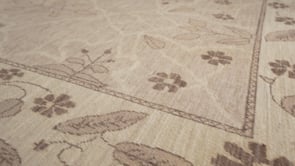 Oriental Rug Afghan Handmade Area Transitional Neutral 8'9"x11'2" (9x11) Whites/Beige Natural Color Design #35619