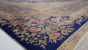 Oriental Rug Chinese Handmade Area Traditional 9'2"x12'0" (9x12) Blue Whites/Beige Floral Design #35777