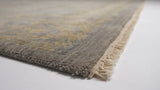 Oriental Rug Indian Handmade Area Modern Neutral 9'0"x12'0" (9x12) Gray Yellow/Gold Erased Floral Design #35986