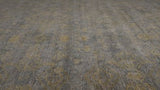 Oriental Rug Indian Handmade Area Modern Neutral 9'0"x12'0" (9x12) Gray Yellow/Gold Erased Floral Design #36112