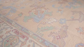Oriental Rug Indian Handmade Area Transitional 9'4"x12'4" (9x12) Whites/Beige Pink Geometric Serapi Design #14904