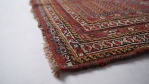 Persian Rug Ghashghaei Handmade Area Antique Tribal 6'5"x13'0" (6x13) Red Blue Geometric Design #26873