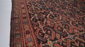 Persian Rug Shiraz Handmade Runner Antique Tribal 4'5"x11'1" (4x11) Blue Red Geometric Design #27743
