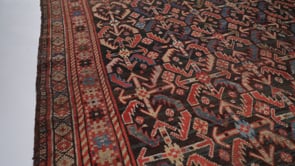 Persian Rug Shiraz Handmade Runner Antique Tribal 4'5"x11'1" (4x11) Blue Red Geometric Design #27743